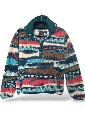Billabong A/Div Switchback Sherpa Fleece Pullover Small Aztec Snap Mock Neck